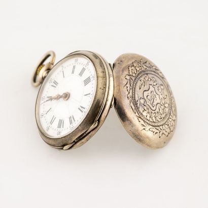 null Silver collar watch (min. 800).

Back cover decorated with flowering branches...