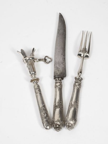 Cutlery and handle for leg of lamb, mismatched,...