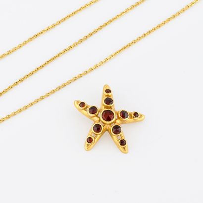 Yellow gold (750) necklace with a starfish...