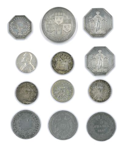 FRANCE, MONACO ou SUEDE, XIXème ou XXème siècles 
Lot de monnaies ou médailles des...