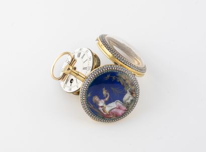 FRANCE ou SUISSE, vers 1800-1820 
Yellow gold (750) collar watch with cockerel.

Back...