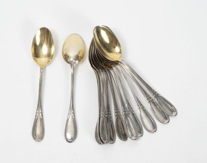 Lot of 12 silver spoons (950).

Total weight...