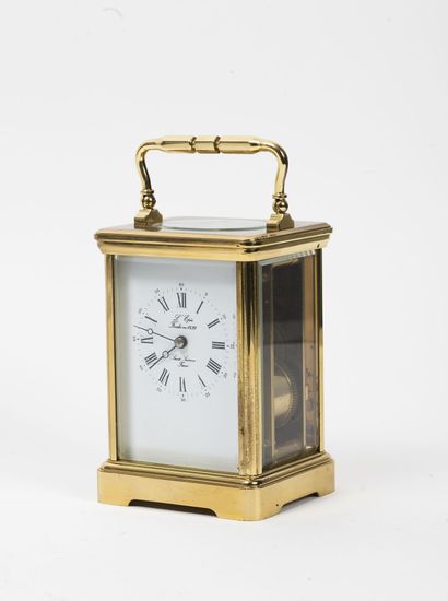 L'ÉPÉE, Sainte Suzanne, La Corniche. Officer's clock in glass and gilded brass of...
