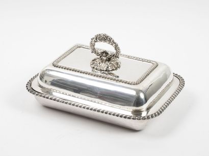 Rectangular silver plated dish, with rounded...