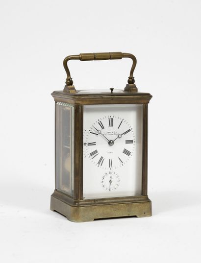 L. LEROY & Cie, 13-15 Palais Royal, Paris. Officer's alarm clock with beveled glass...