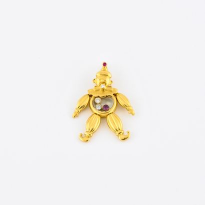CHOPARD 
Yellow gold (750) articulated clown pendant with a transparent belly holding...