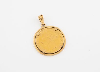 Angleterre Sovereign, yellow gold (750), Victoria, 1872, mounted as a pendant in...