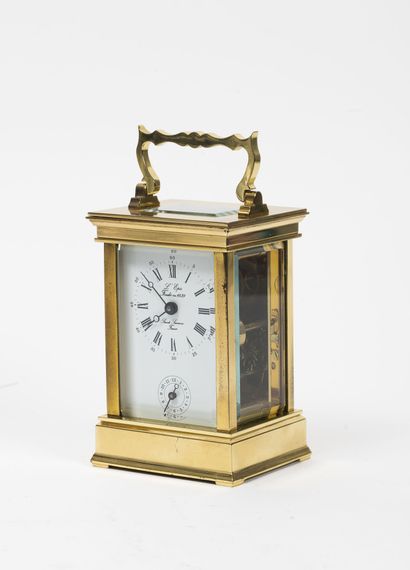 L'ÉPÉE, Sainte Suzanne, L'Anglaise. Glass and gilded brass cage clock of terminal...