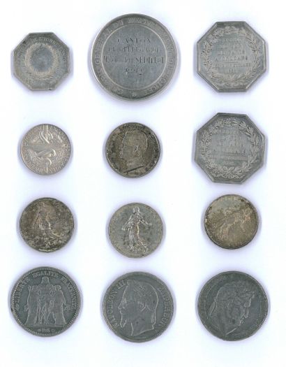 FRANCE, MONACO ou SUEDE, XIXème ou XXème siècles 
Lot de monnaies ou médailles des...