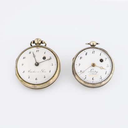 null Two pocket watches with cock:

- VAUCHER in Paris.

One in silver (800).

Back...