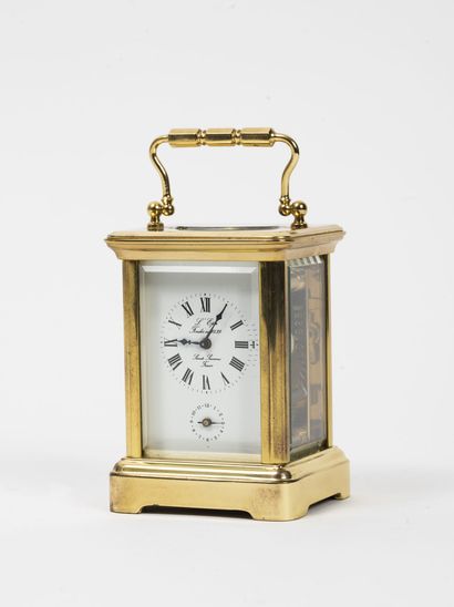L'ÉPÉE, Sainte Suzanne, La Mignonnette. Glass and gilded brass cage clock of terminal...