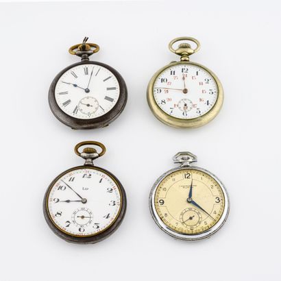 null Three silver collar or gusset watches (min. 800). 

One signed OMEGA.

With...