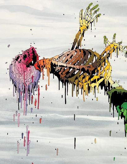 BRUSK (NÉ EN 1976) Death Dance #2, 2016. 
 Acrylic and spray paint on canvas.
Signed...