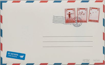 PEJAC (né en 1977) Love letter, 2018. 
 Print and collage on handmade envelope signed...