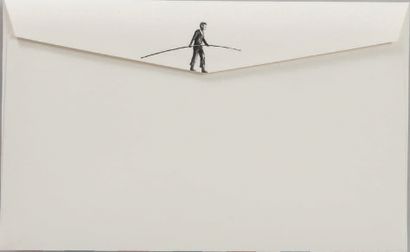 PEJAC (né en 1977) Love letter, 2018. 
 Print and collage on handmade envelope signed...