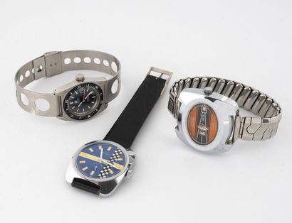 LULLI SPORT ou ROGAU ou TISSOT Lot de trois montres bracelets d'homme ou femme :...