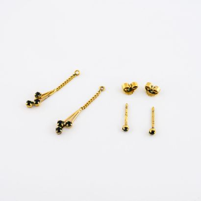 Pair of gold-plated metal earrings with removable...