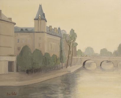 PIERRE PALUE (1920-2005) The Conciergerie and the quays, Paris. 
Oil on canvas. 
Signed...