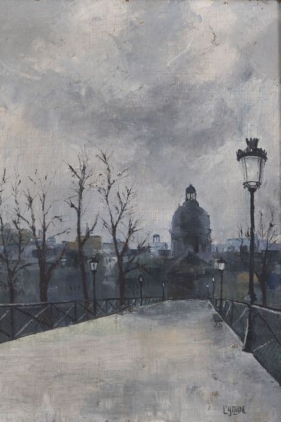 L'YAVANC (XXème-XXIème siècle) Le Pont des Arts. 

Huile sur toile. 

Signée en bas...