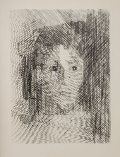 D'après Jacques VILLON (1875-1963) Portrait d'homme. 
Reproduction imprimée sur papier....