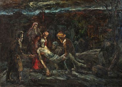 Maurice VAGH WEINMANN (1899-1986) Entombment, 1945. 
Oil on panel with a sketch on...