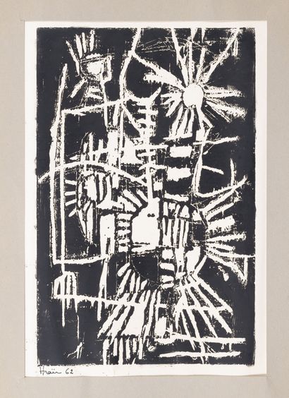 MELMY (XXème siècle) Sans titre, 1962. 
Fusain et crayon de couleur sur papier. 
Signé...