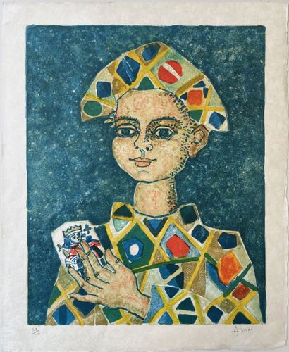 Paul AIZPIRI (1919-2016) Harlequin.

Lithograph in colors on paper.

Signed lower...