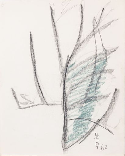 MELMY (XXème siècle) Sans titre, 1962.

Fusain et crayon de couleur sur papier.

Signé...