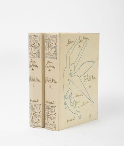 COCTEAU, Jean Theater. 
Volume 1 and 2. 
Edition decorated by the author with drawings...