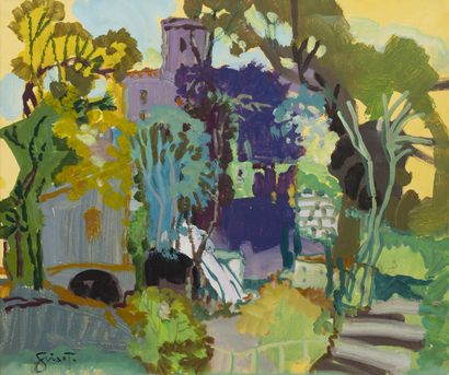 Pierre GRISOT (1911-1995) Spring in Provence. 
Oil on canvas. 
Signed lower left....