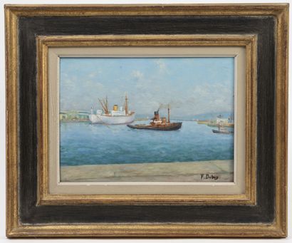 Félix DUBUS (XXème siècle) The port of Algiers. 
Oil on panel. 
Signed lower right....