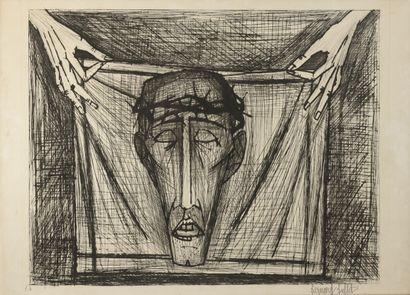 Bernard BUFFET (1928-1999) Sainte-Face, 1953. 
Pointe sèche. 
Épreuve d'artiste signée...