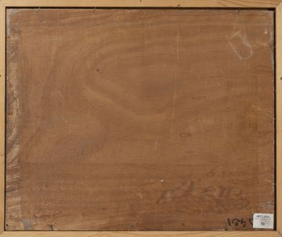 Ywan CERF (1883-1963) Paysage cubisant au pont.

Huile sur panneau. 

Signée en bas...