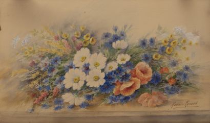 Madeleine RENAUD (1900-1994) Bouquet of flowers. 

Watercolor and gouache on paper....