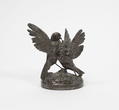 D'après Paul THOMAS (1859-1910) Couple d'oiseaux se bécotant. 

Epreuve en bronze...
