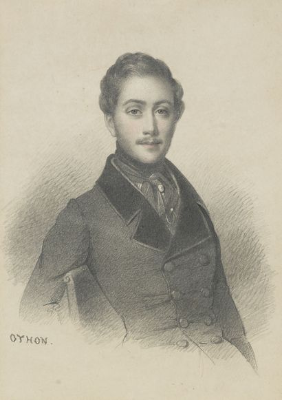 Narcisse OTHON (act. c.1820-c.1847) Portrait of Georges de Pimodan, age 18. 

Pencil...