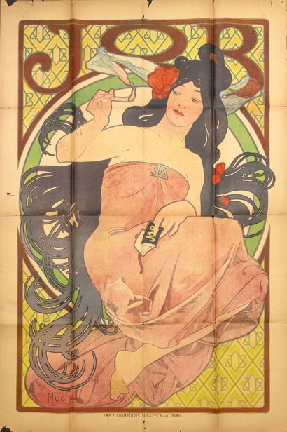 Alphonse MUCHA (1860-1939) Affiche de publicité pour Job.

Imprimerie F.Champenois.

155...