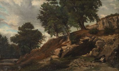 Dans le goût de Nino COSTA (1826-1903) Le repos du berger.

Huile sur toile. 

29...