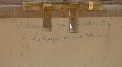 ALEXANDRE URBAIN (1875-1953) Les barques au pont Marie, Paris.

Lavis d'encre.

Signé...