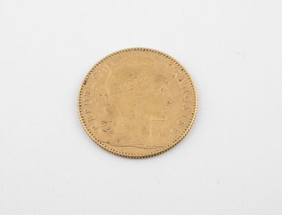 France A 10 francs gold coin, 1906. 

Weight : 3.21 g. 

Wear and scratches.