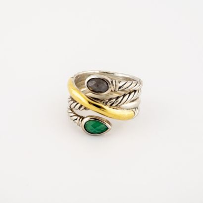 DAVID YURMAN Ring composed of four twisted or plain rings in silver (min. 800) and...