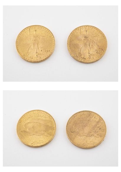 ETATS-UNIS Lot de deux pièces de 20 dollars or, Liberty, 1923 et 1924. 

Poids total...