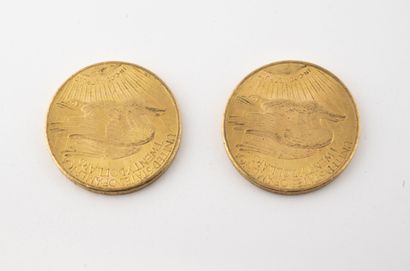 ÉTATS UNIS Lot of two 20 dollars gold coins, Liberty, 1924.

Total weight : 66.85...