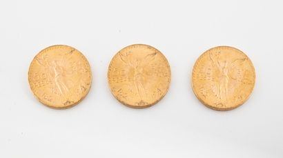 MEXIQUE 
Lot de trois pièces de 50 pesos, 1821-1947.

Poids total : 125.1 g.

Petites...