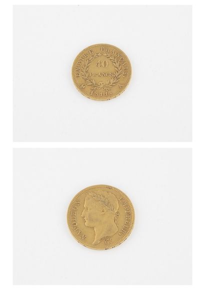 France Une pièce de 40 francs or, Napoléon, 1811, Paris. 

Poids : 12.85 g. 

Petites...
