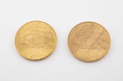ETATS-UNIS Lot de deux pièces de 20 dollars or, Liberty, 1923 et 1924. 

Poids total...