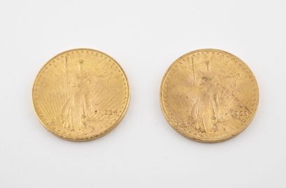 ETATS-UNIS Lot of two 20 dollars gold coins, Liberty, 1923 and 1924. 

Total weight...