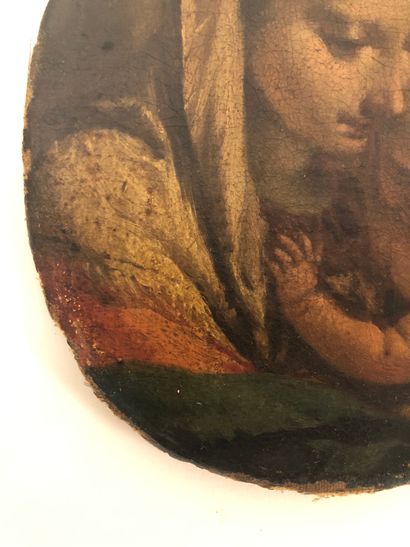 Francesco II ZUGNO (1709-1787) Vierge à l'Enfant. Huile sur toile de forme ovale....