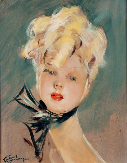 Jean-Gabriel DOMERGUE (1889-1962) Liliane. Oil on isorel. Signed lower left and titled...