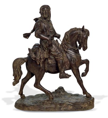 D'après Alfred BARYE (1839-1882) & Emile GUILLEMIN (1841-1907) Arab rider returning...